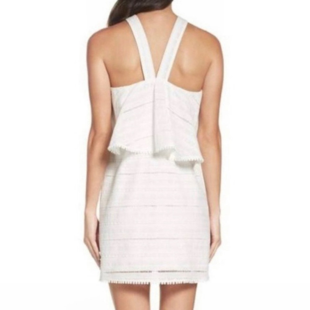 Foxiedox white halter top lace off the shoulder mini dress eyelet ruffle - Picture 3 of 4